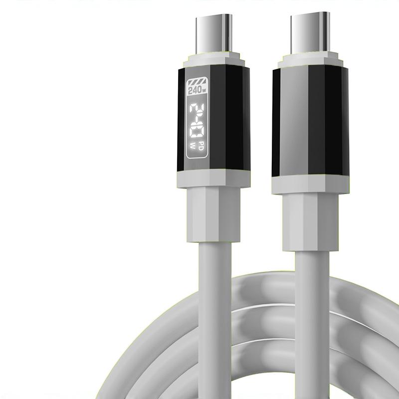 120W Dual Type-C Fast Charging Cable for MacBook, Apple, Huawei Laptops with Digital Display
