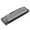 10 Holes KeyC Blues Harmonica Beginner Gifts Brass Reed Plate Black Mouth Organ 20 Tunes