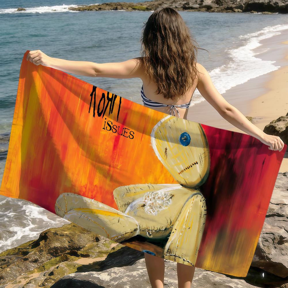

metal band k-KoRn cool black art Towel soft Dry Beach Towels Trip Towel swim Summer Holiday Vacation bathing Pool Camp Gift W30*H60(CM)