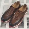 Męskie sneakersy casual ze skóry naturalnej w stylu vintage, antypoślizgowe, do noszenia na co dzień, wiosna-jesień, męskie brązowe czarne designerskie buty oksfordki