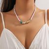 Color Blocked Bead Collarbone Chain Ocean Design Ceramic Necklace Small Fish Bohemian Necklace for Women