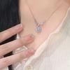 Square Diamond Zircon Necklace Women's Simple Light Luxury Pendant Collarbone Chain Qixi Festival Valentine's Day Gift for Girlfriend