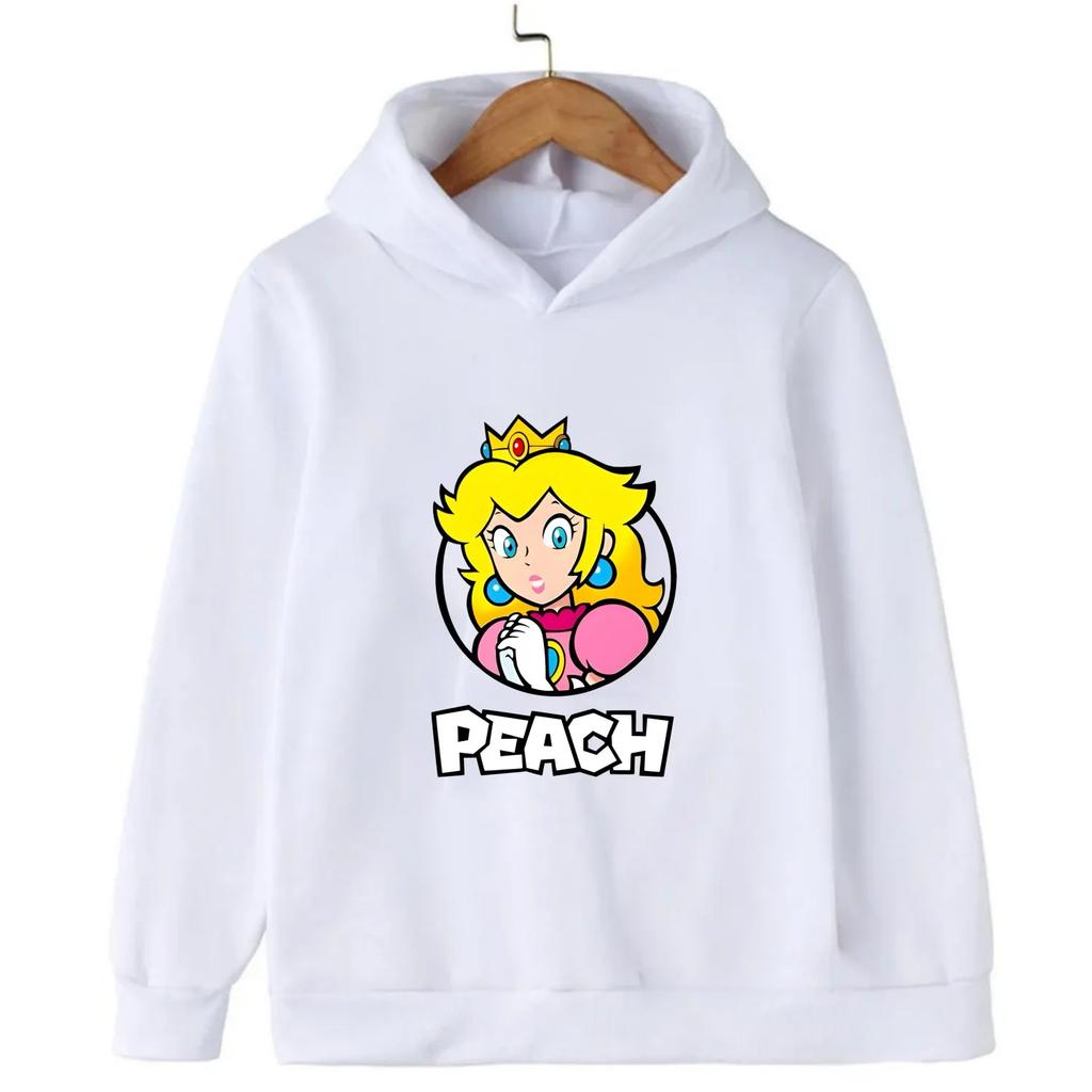 Children's Hoodie Princess Peach Mario Cute Kids Clothing Long Sleeve Hoodie Comfortable Winter Pullover