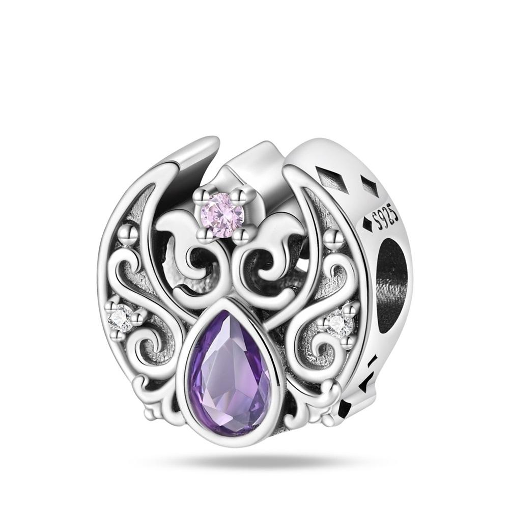 Copper Inlaid Heart-Shaped Beads & Butterfly Dangle Charm Fit Snake Bracelet Boutique Necklace Purple Pendant Gift