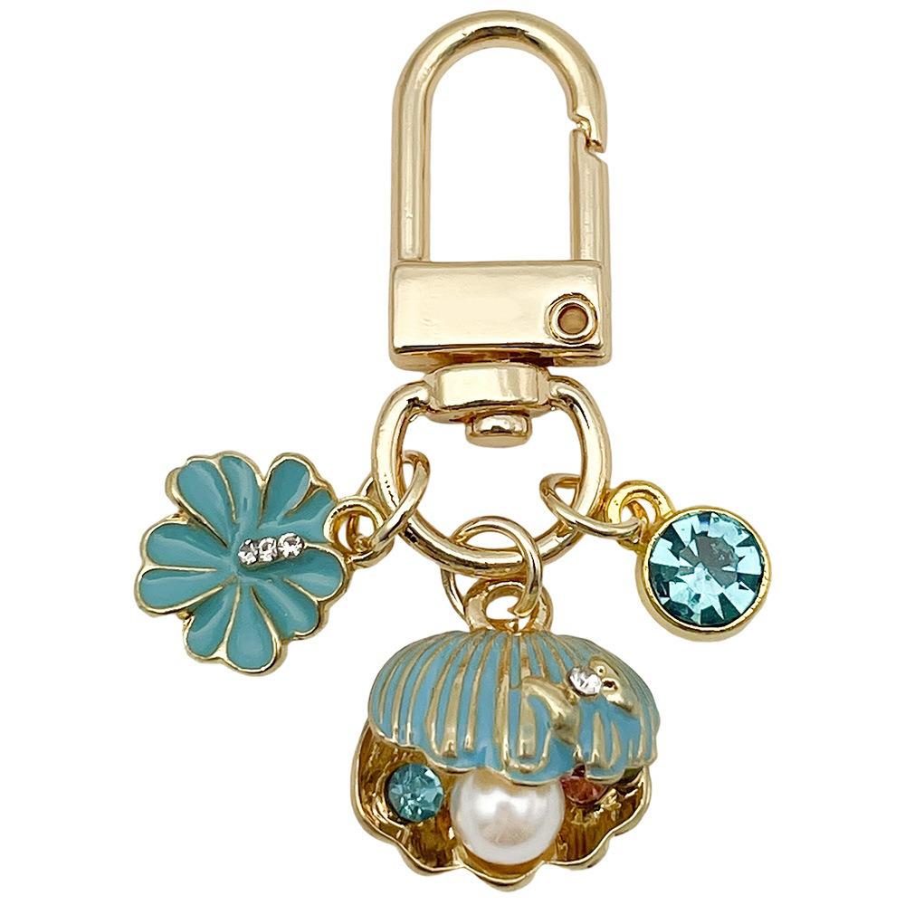 Creative Alloy Seashell and Pearl Keychain Pendant