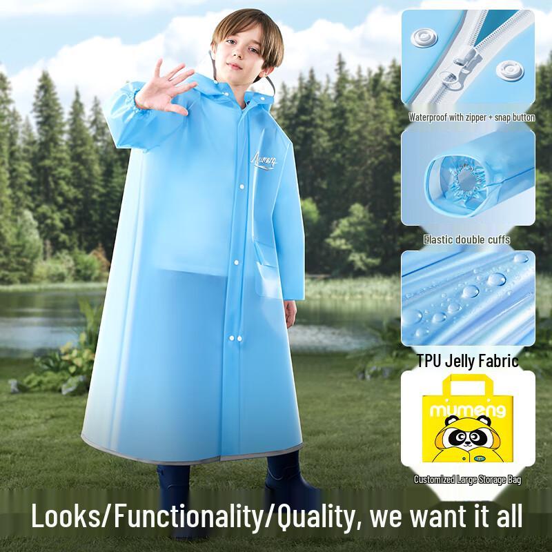 Kids' Waterproof TPU Raincoat with Backpack Slot