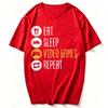 Eat Sleep Video Games Repeat Gaming Gamer Unisex Boys Teen Tshirt Funny Outdoors Summer High Quality Cotton Shortsleev Tees Top