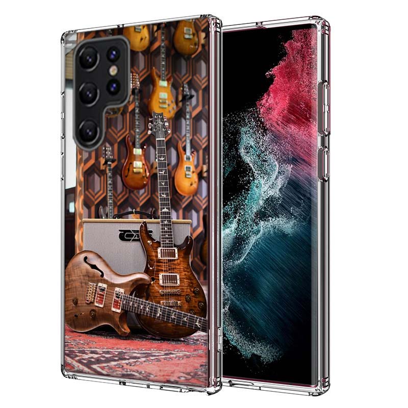 Capa de Celular Elétrica Retro Rock Music Para Samsung S25 Edge S24 FE Galaxy S21 S20 FE S23 S22 Ultra S10 Plus S10E Capa Transparente