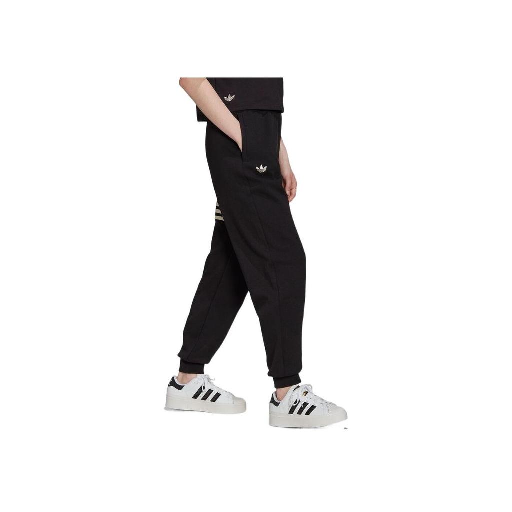 Adidas Striped Straight-Leg Track Pants Women Bottoms Black HM1765