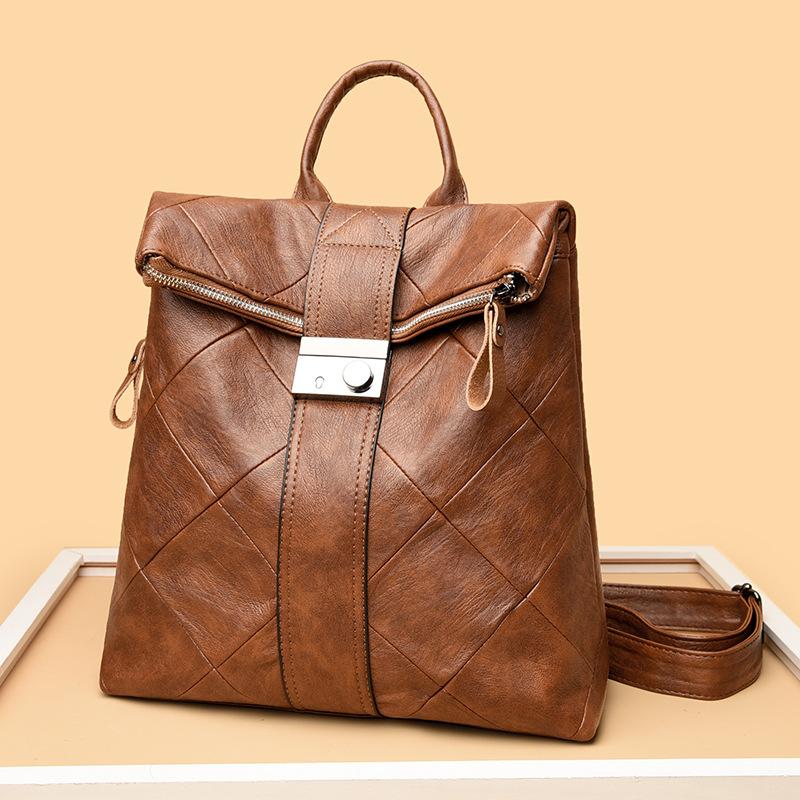 Dual Shoulder Bag, Stylish Patchwork Backpack, Women's Anti-theft Handbag, Student Schoolbag