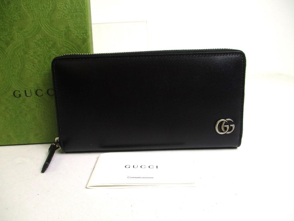 

Authentic GUCCI Marmont GG Black Leather Round Zip Long Wallet #a530 Refurbished