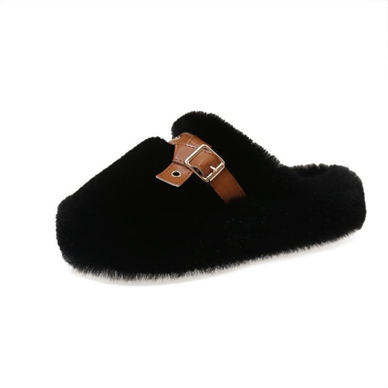 Autumn and Winter New Bag Head Plush Slippers Fashion Bag Head One Pedal Slippers Women's Home Slippers