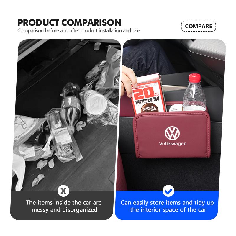 Valve Stems Caps Car Leather Bag Portable Auto Storage Organizer Trash Bin For Volkswagen VW Golf 4 5 6 7 Polo Jetta Sagitar Mag zd5