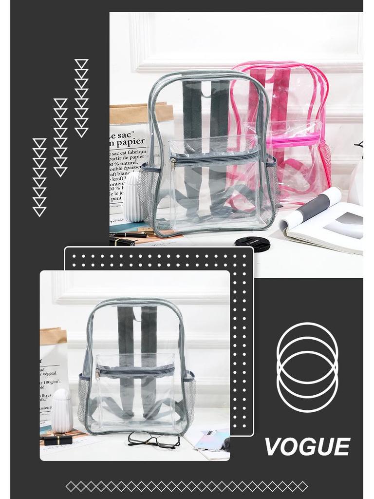 Transparent PVC Backpack for School or Concerts - Large Capacity Bookbag