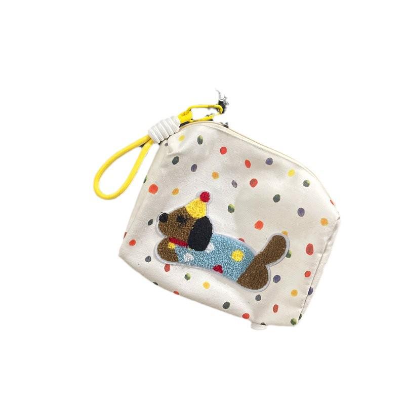Korean Cute Puppy Embroidered Makeup and Travel Bag for Women