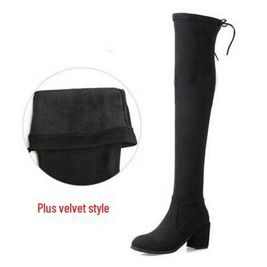 Iarna 2025 Cizme Dama Peste Genunchi cu Toc Gros Elastic