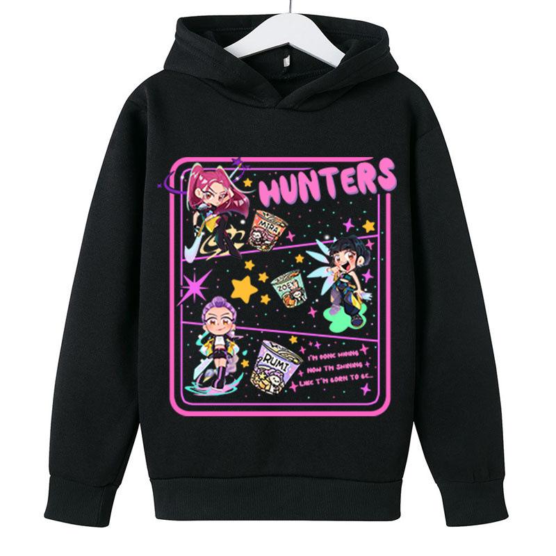 KPop Lovci démonů Huntrix Mikiny Pulovr Dívky Chlapec Kreslená Mikina s kapucí Dívčí Móda Ležérní Topy Dětské Oblečení
