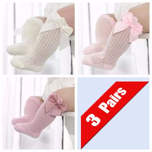 1/3/7Pairs Infant Long Socks for Baby Girls And Boys Bow Cotton Summer Mesh Thin Newborn Toddler Knee High Socks 0-2Years New