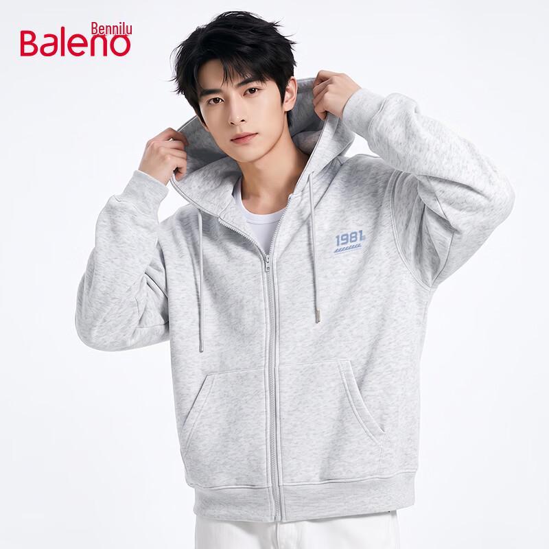 Baleno Men's Oversized Graphic Hooded Zip-Up Sweatshirt