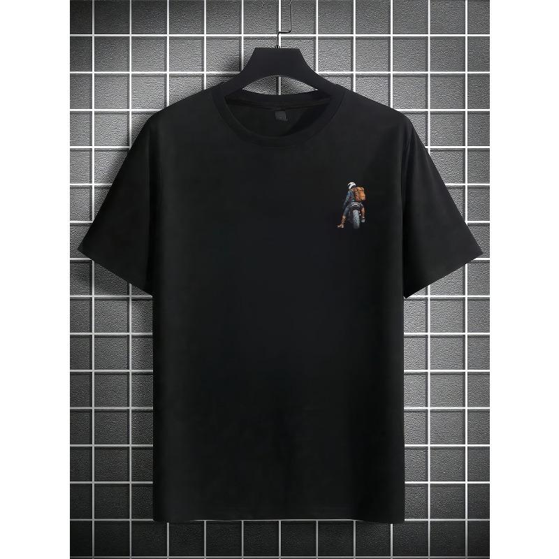 European Sizes [Men's Graphic Tee] Lightweight Polyester Men's Graphic Print Short Sleeve T-Shirt | Loose Fit Casual Round Neck Tee