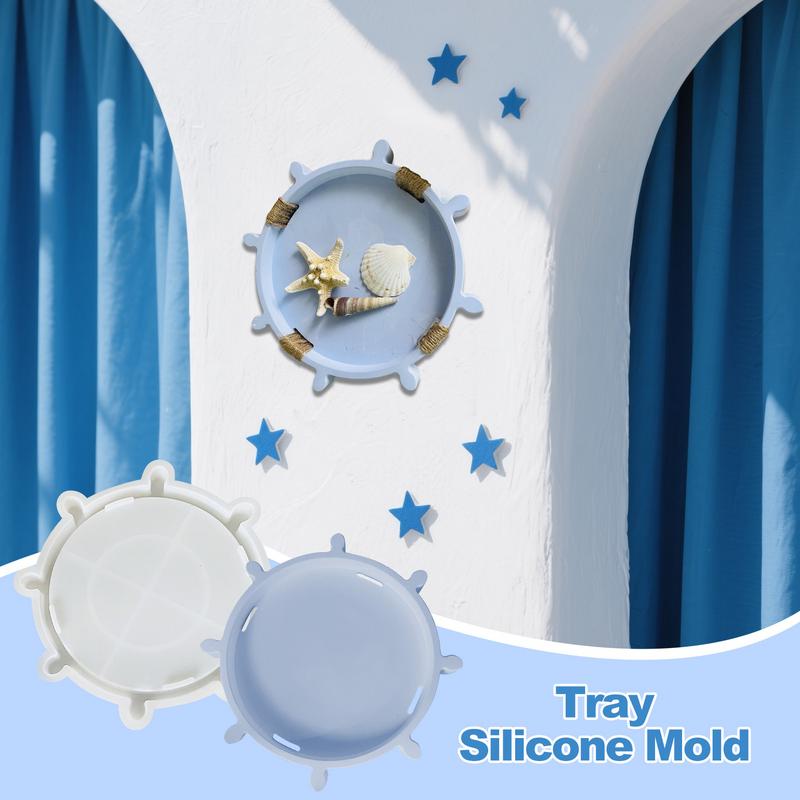 Silicone Tray Mold Serving Tray Mold Art Craft Rudder Design Cement Moulds For Room Decoration Wedding Table Home Resin Casting