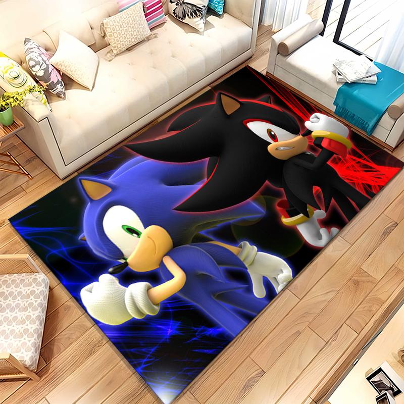 Retro S-Sonic Cartoon Spiele Wohnzimmer Rutschfester Teppich Weicher Teppich für Schlafzimmer Kinderzimmer Spielzimmer Sofa, Heimdeko Fußmatte Geschenk