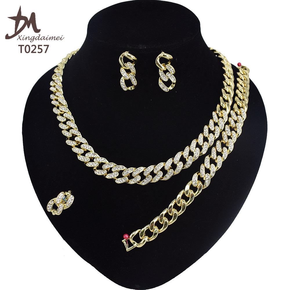 T0245 High Quality 14K Gold Plating Jewelry Women Jewelry Set 14k Gold Plating Diamond XOXO Jewelry Set