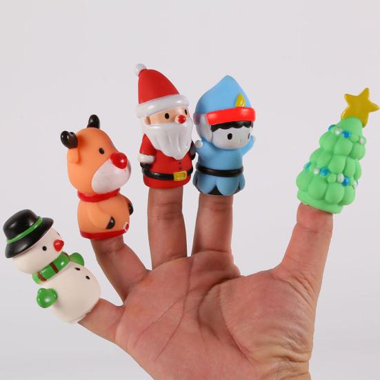 5 Teile/satz Weihnachten Finger Puppen Silikon Elch Santa Claus Schneemann Weihnachtsbaum Charakter Spielzeug Rolle-Spielen Storytelling Lernen Finger Puppet Spielzeug
