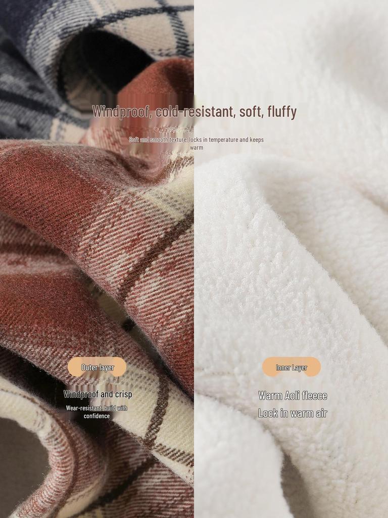 European Boys' Fleece-Lined Plaid Shirt - Autumn/Winter 2025 Kids' Thickened Top