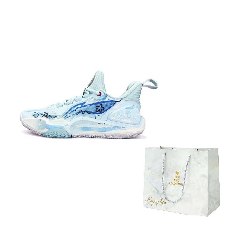 Li Ning Speed 9 Ocean's Heart Fabric Abrasion Resistant Lightweight Low top Basketball Shoes Unisex Blue White ABPT001-6()