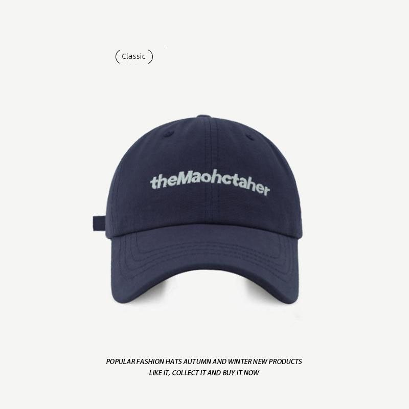 

New Baseball Cap Men s and Women s Big Head Circumference Make Your Face Look Smaller Versatile Sun Protection Sunshade Embroidery Soft Top Brim Hat Navy All yards