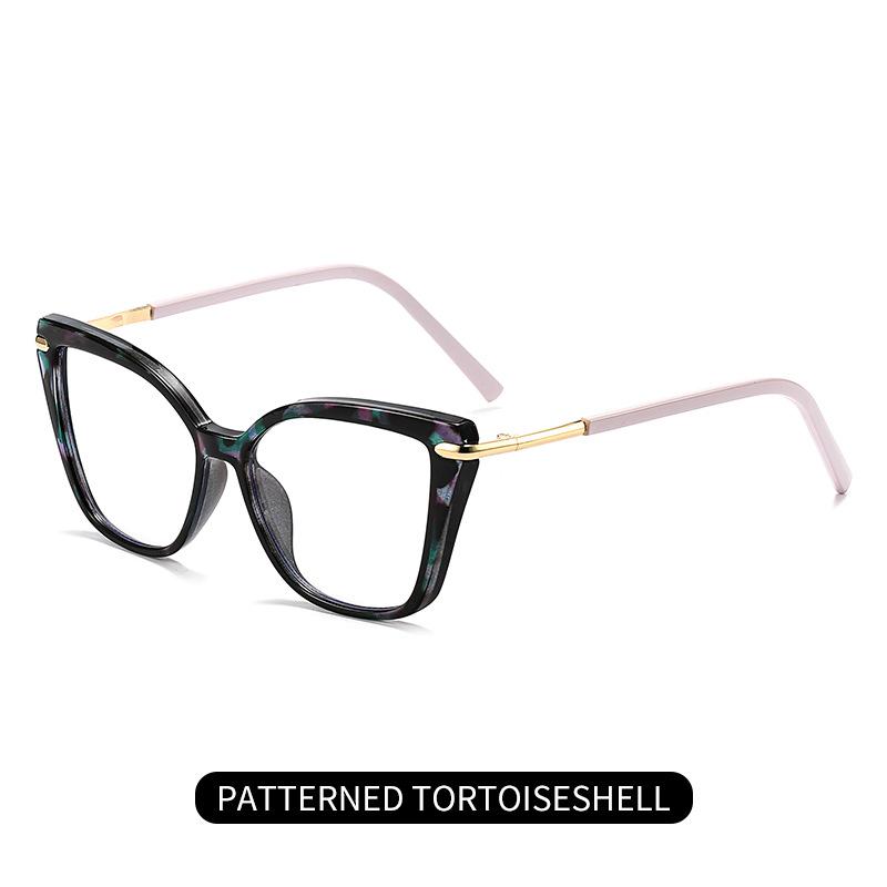 European and American Cat Eye Flat Glasses Women's Fashion Trend Retro Personality Advanced Sense Thin Color Anti-blue Light Glasses