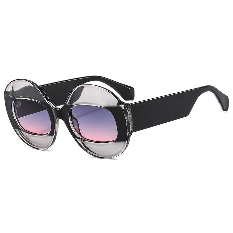 Stylish Round Contrast Color For Ladies Sun Glasses Vintage Oval Clear Gradient Lens Shades UV400 For Gents Trending Punk Sun Glasses