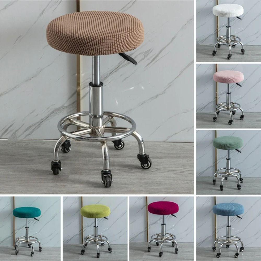 Solid Color Round Chair Cover Thickened Stool Cushion Cover Soft Bar Stool Cover