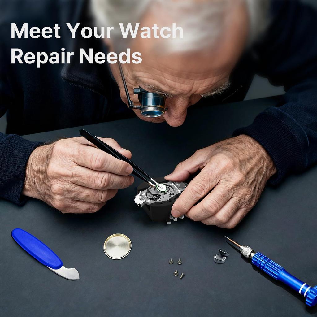 12-Piece Watch Repair Kit: Case Opener, Repair Stand, Fixing Stand, Rear Cover Tool Combination Set.
