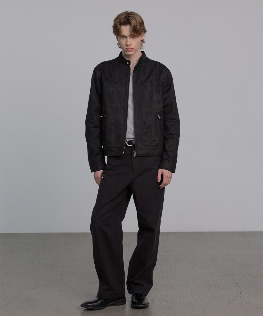 DECOROSO Biker Synthetic Suede Jacket [Black]