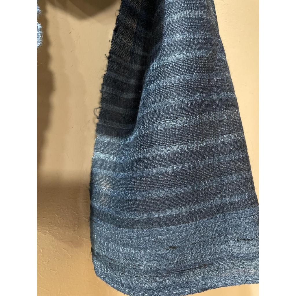 Used Aizome Tussar & Nassi Silk Stole 100% Wild Silk Handwoven Stole