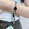 Black Love Bear Phone Chain Charm Hand Strap Cord Keycord Cellphone Lanyard Girl Keychain Mobile Phone Case Hanging Chain