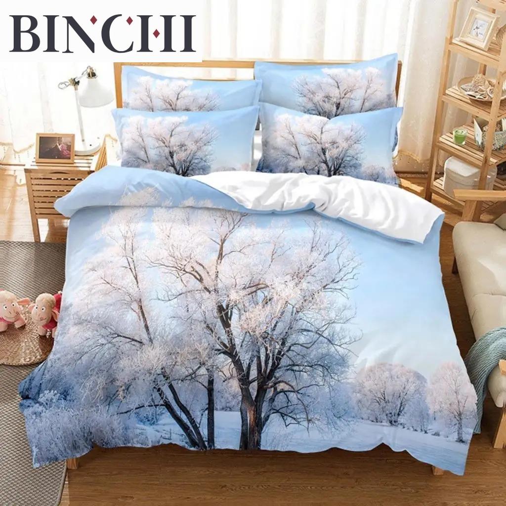 Snow Tree Bedding Set 3Pcs Soft Breathable Duvet Cover For Bedroom Guest Room Decor Comfortable Bedding