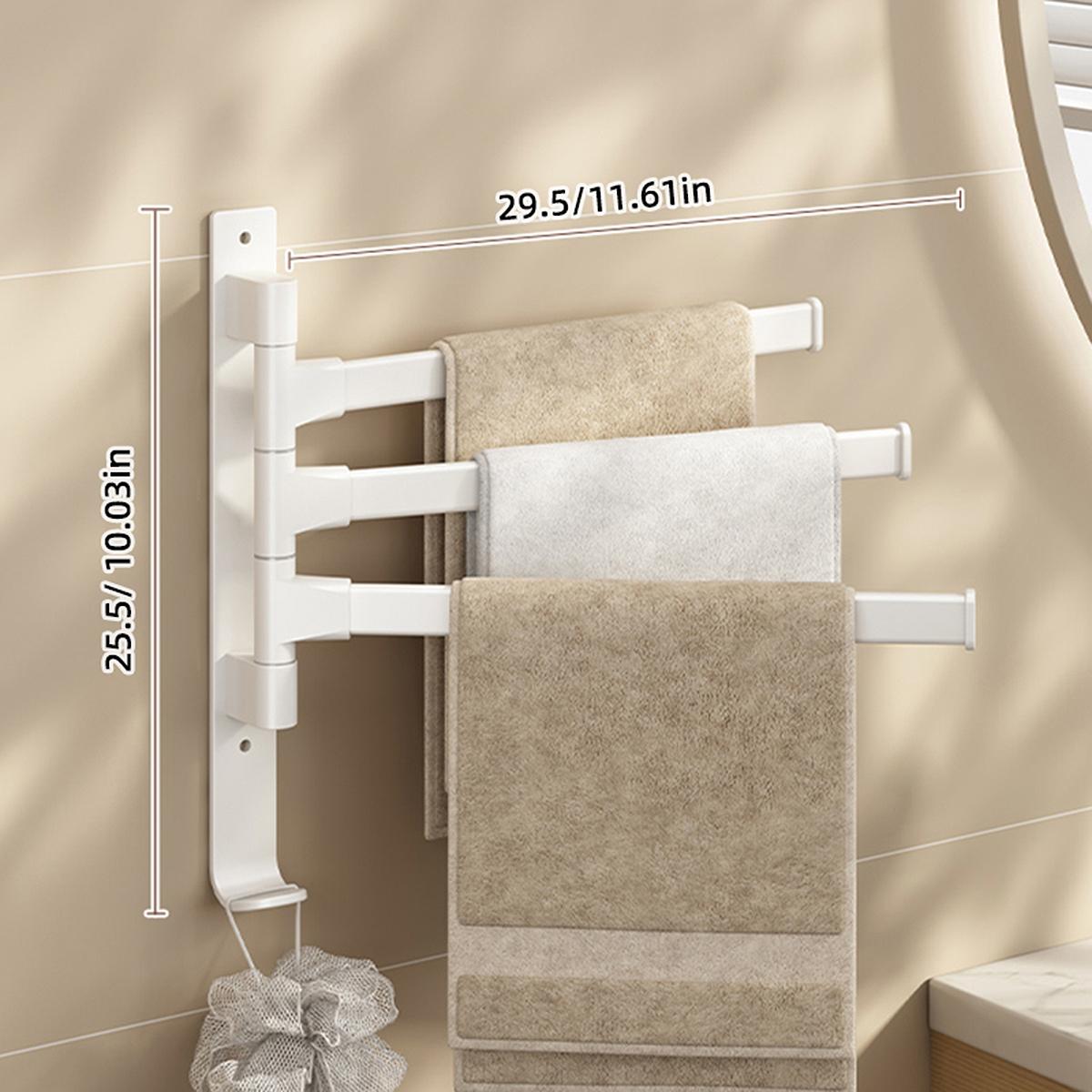 

Advanced White 180° Rotating Towel Rack Aluminum Shower Bath Towel Rack For Convenient Storage Organizer Bathroom Accessories