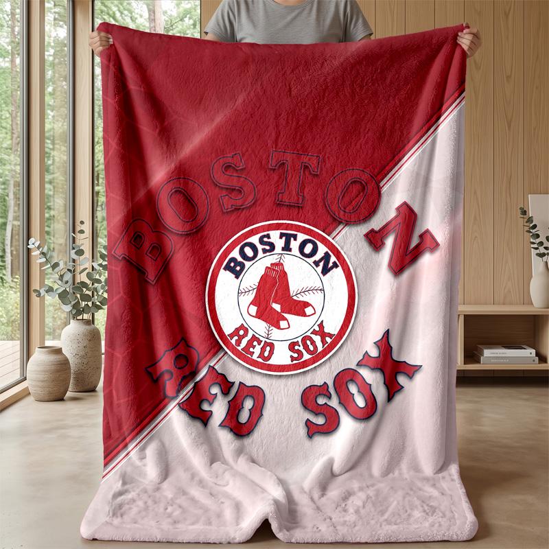 Boston Red Sox Flannel Fleece Blanket Cozy Warm Throw Blanket For Couch Bed Travel All Season Use