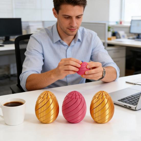 Vridbart Fidget Egg Leketøy Vridbart Egg Leketøy Bærbar Lett Stresslindring 3D-printet Påskeegg Skrivebord