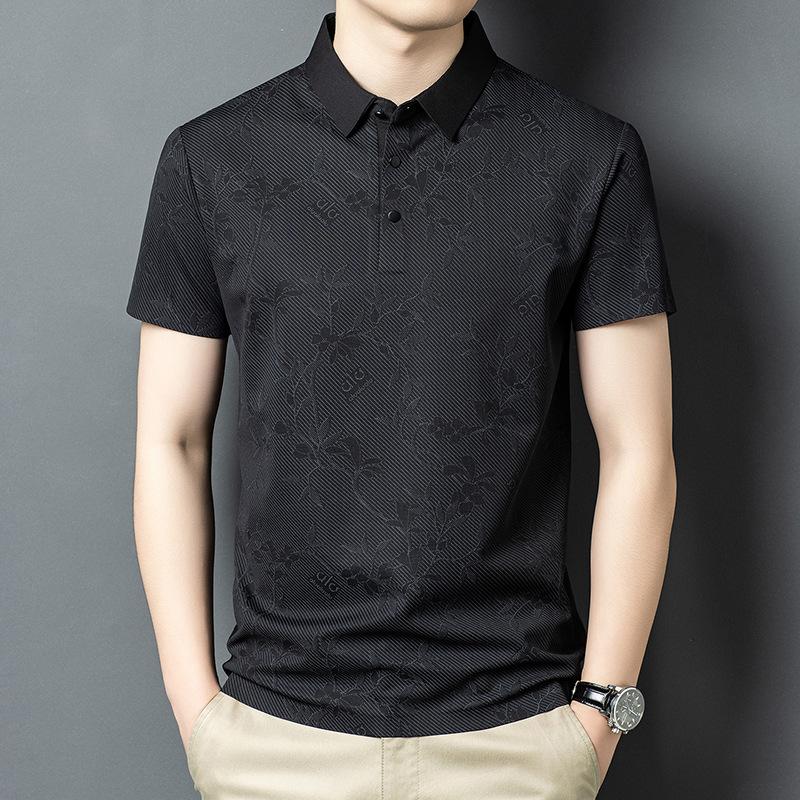 Summer Lapel Collar Short Sleeve T-Shirt Men's Printed Trendy Casual Polo Shirt Top