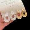 Silver Needle French Retro Zirconia Oval Stud Earrings: Luxurious & Fashionable Metal Style Jewelry for Women