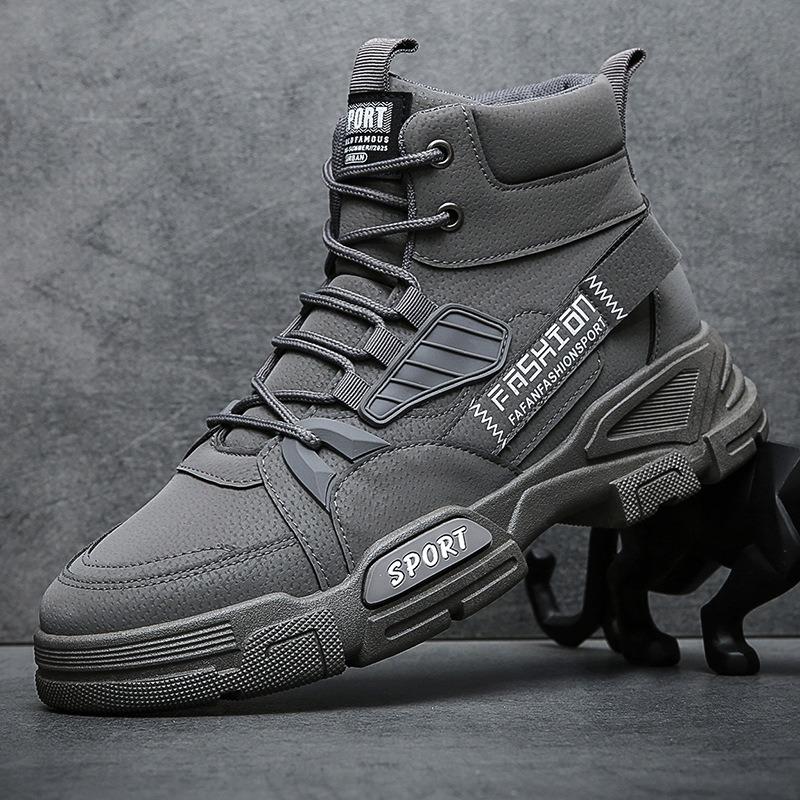 Autumn New Casual Outdoor Tooling Boots Trendy Men's Shoes Fashion Leather Boots British High-top Men's Boots