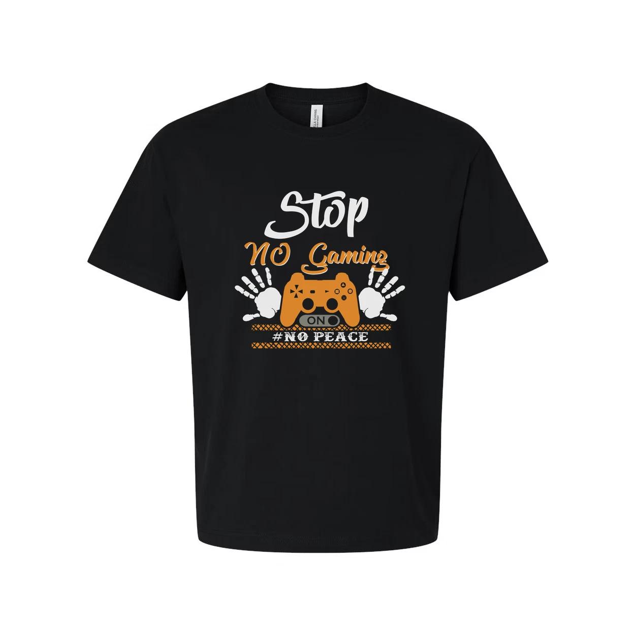 Unisex Gamer Graphic T Shirt With Stop No Gaming Design And Controller Print Art 2XL