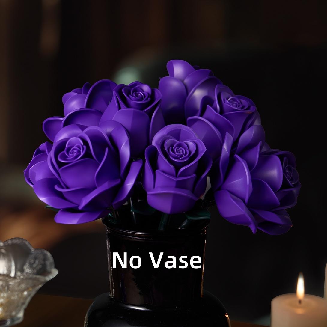 Interesting Toys Women's Purple Roses Bouquet Building Set Blocks Flowers Artificial Botanical Bricks Plant Decor Christmas Gifts For Adults Mother
