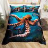 Oktopus Bettwäsche Set für Kinder Jungen Mädchen Ozean Kraken Bettbezug Tentakel Bettbezug Meeresleben Meerestier Bettdeckenbezug 3 STK