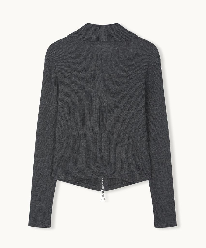 MAKE A TOAST Two-Way Zipper Wool Cardigan (Dark Gray) Mbfsnt004Dg