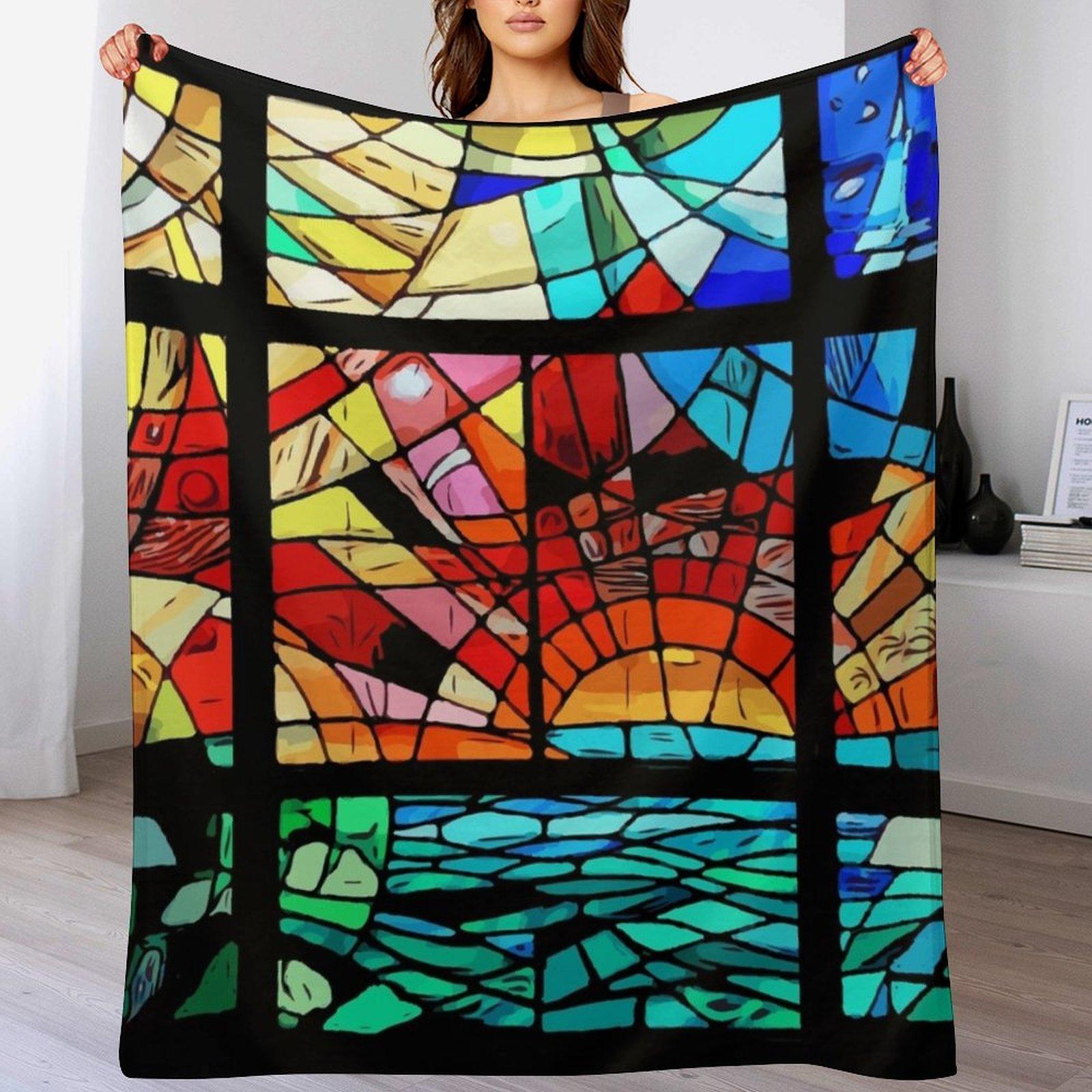 Hope shines through stained glass window Throw Blanket Soft Breathable Blanket for Night Sleeping 102x76cm(40x30in)